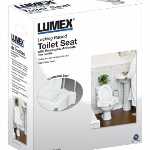 Locking Raised Toilet Seat With Removable Armrests