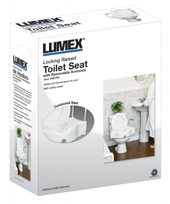 Locking Raised Toilet Seat With Removable Armrests